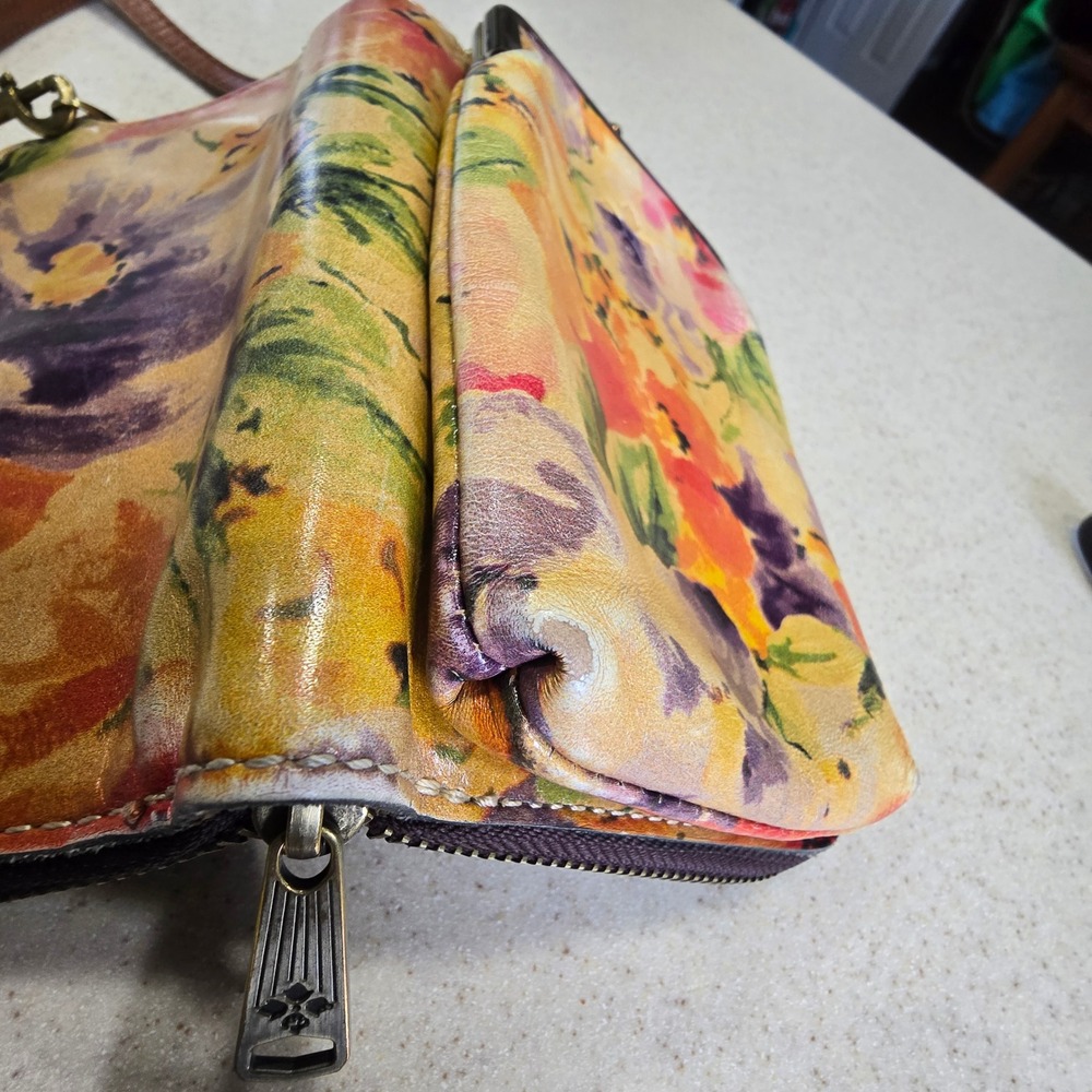Patricia Nash Floral Leather Crossbody Wallet Bag Kiss Lock Phone Case Purse - Picture 6 of 16